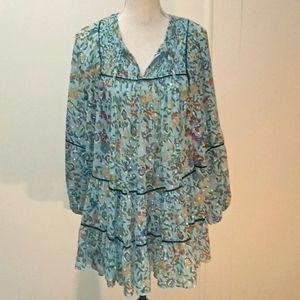 Free People Metallic Ruffle Tiered Mini Dress